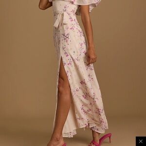 Lulu's Cream Floral Maxi Dress